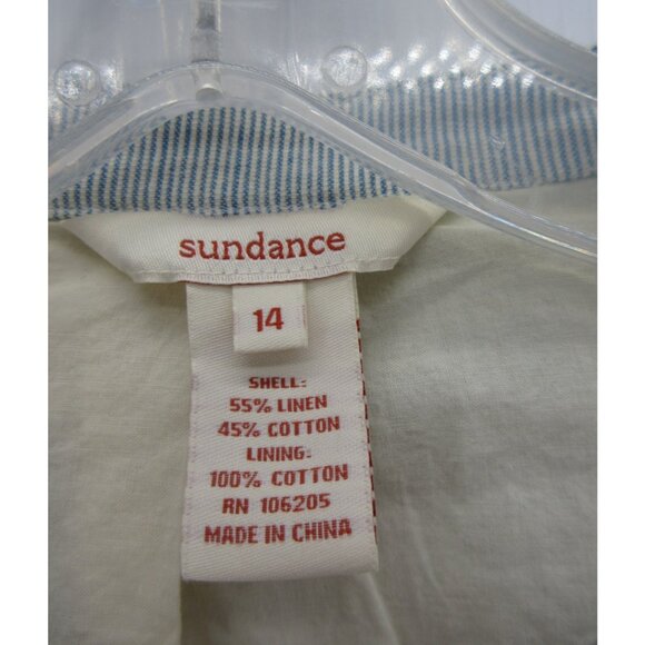 Sundance Blazer 14 Linen Striped Jacket Double Breasted Military Wrap - Picture 8 of 9